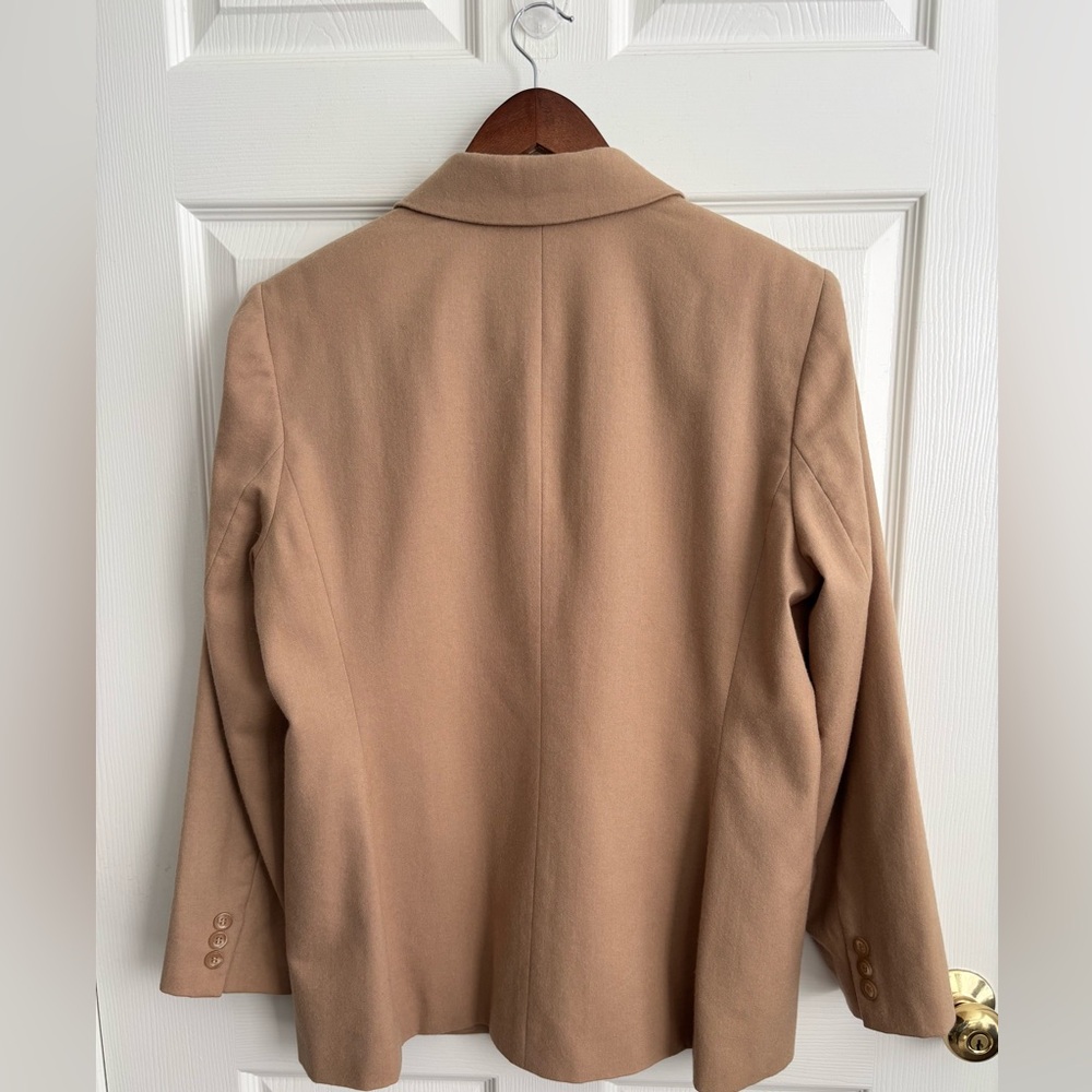NWOT WOOL THREE BUTTON CAMEL LONG SLEEVE APPLESEEDS LINED BLAZER SZ 14 - Picture 2 of 13